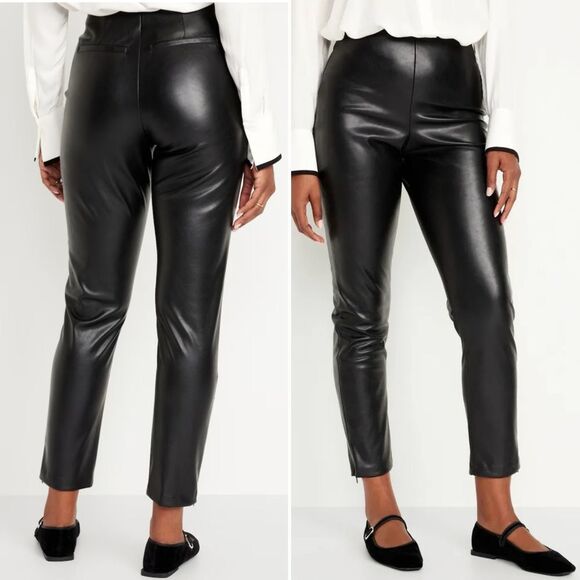 NWT Old Navy Extra High-Waisted Faux-Leather Zip Ankle Pants Black Size 12 NEW - Picture 13 of 13